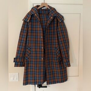 Zara Blue and Orange Plaid Coat